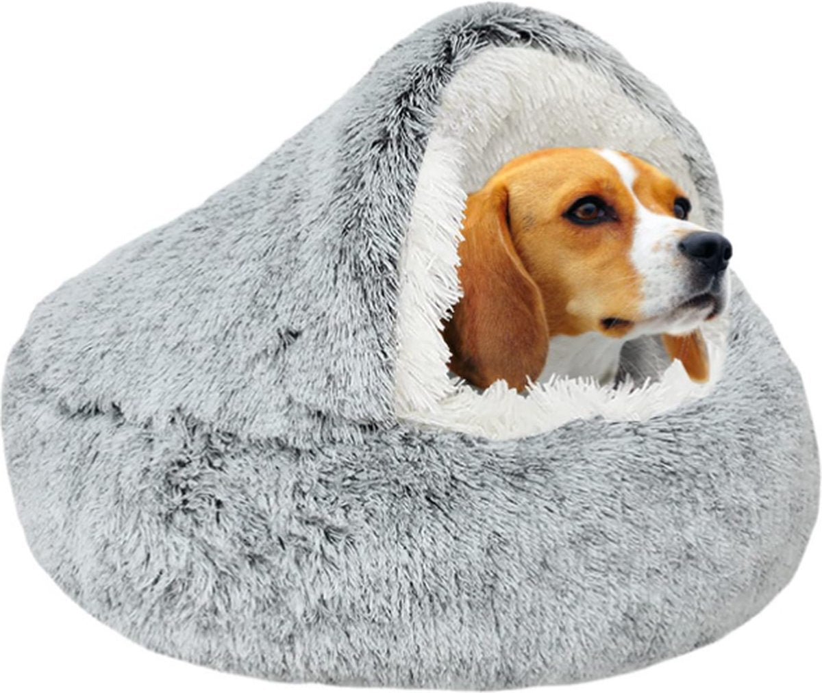 Cave hondenmand 45cm - kalmerend en angstverlichtend - voor kleine honden/katten - donut - grijs