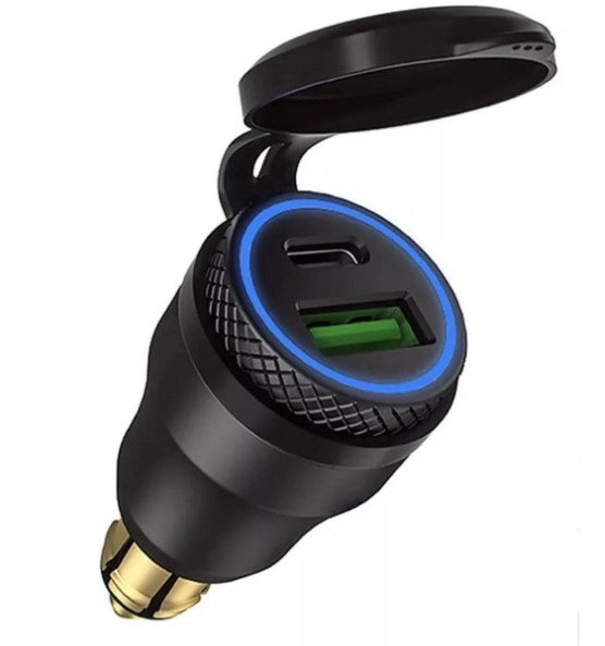 12V USB- C Adapter Hella/DIN voor motoren BMW, Triumph, Honda etc lader