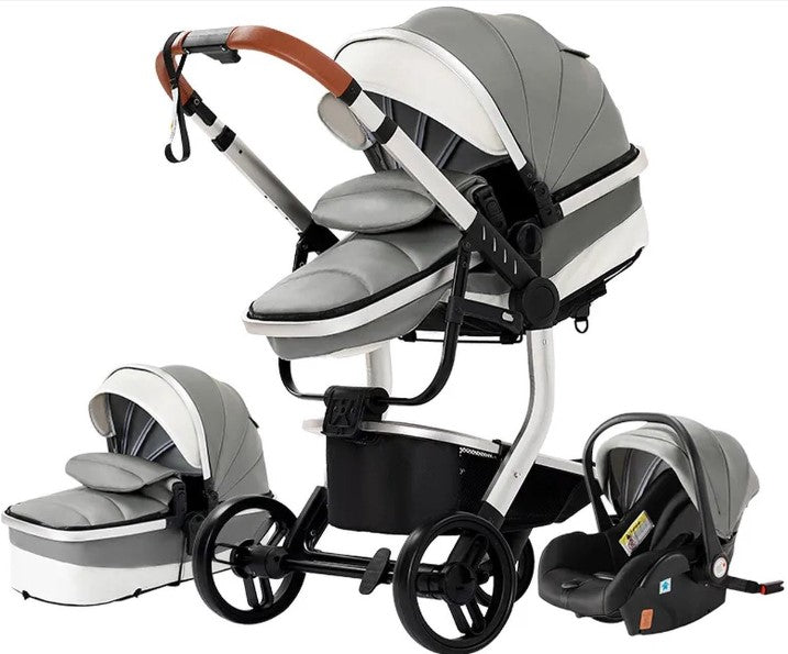 Luxe Kinderwagen 3 in 1 van Kinderwagen - Autostoel - Grijs
