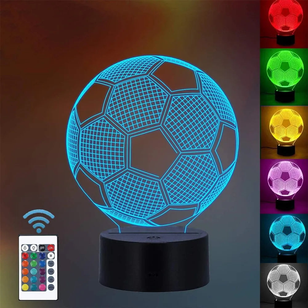 Nachtlamp – 3D lamp – LED - Voetbal - 16 kleuren
